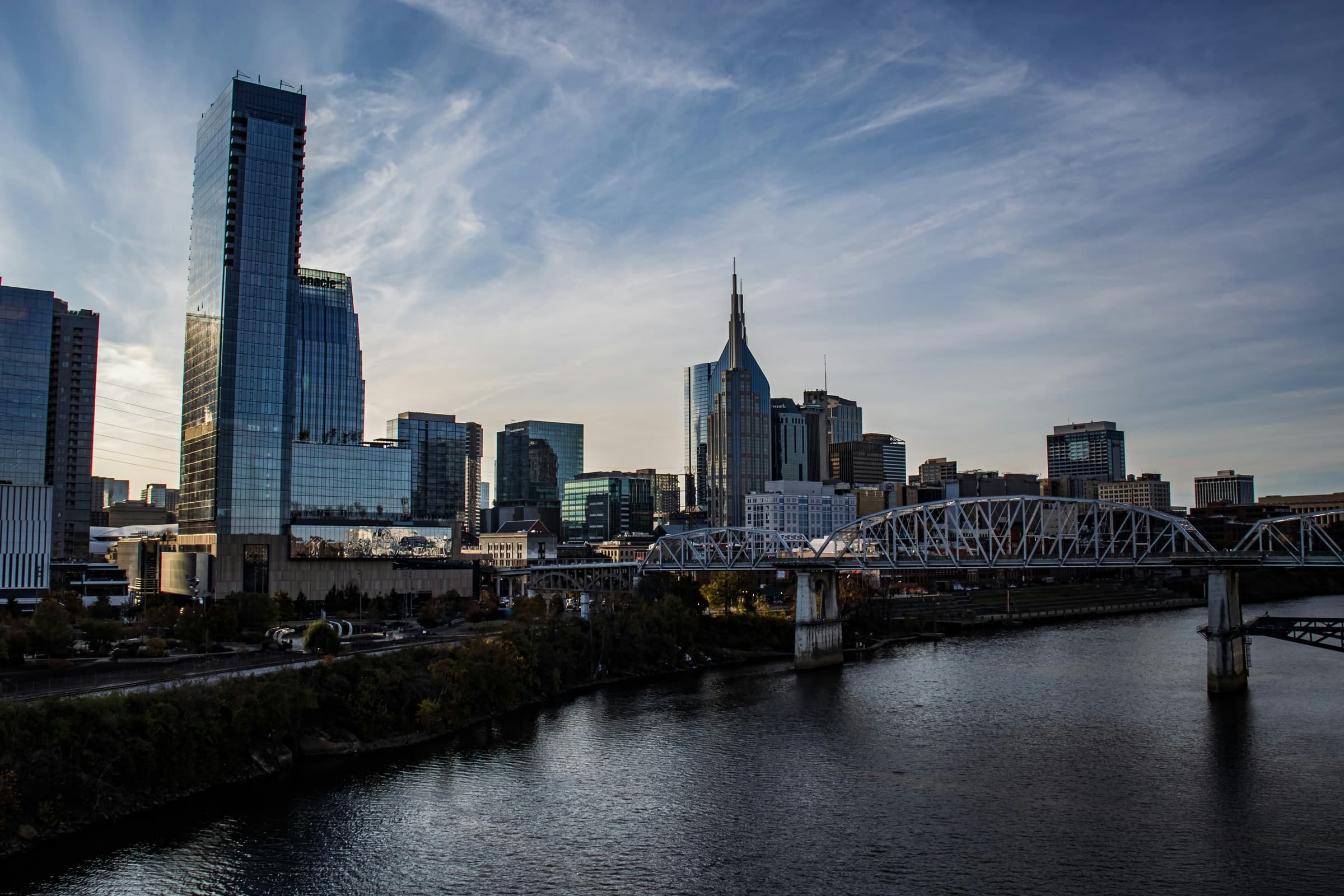 The Cumberland River pedestrian bridge, Nashville